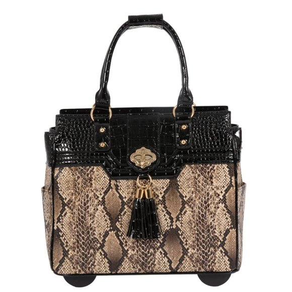 JKM and Company BARCELONA Python Rolling Laptop Bag Briefcase Tote or Travel Bag